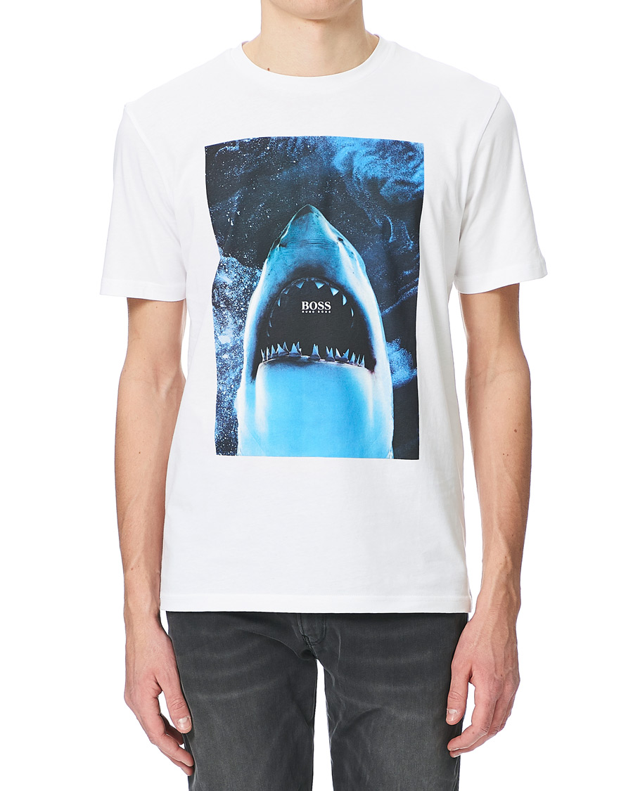 Herren | T-Shirts | BOSS ORANGE | BOSS Casual Noah Printed Shark Crew Neck Tee White