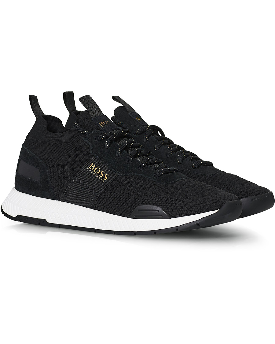 Herren | BOSS Titanium Mesh Running Sneaker Black/Gold | BOSS BLACK | BOSS Titanium Mesh Running Sneaker Black/Gold
