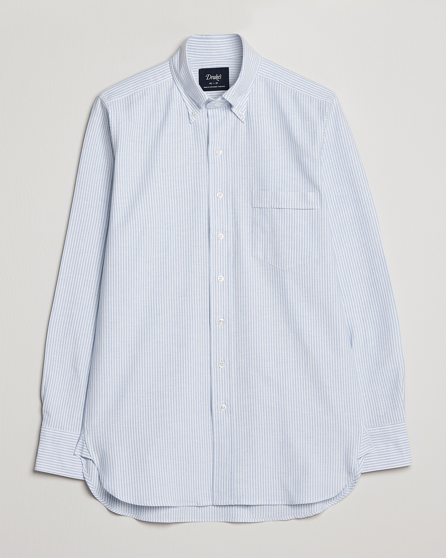 Herren | Freizeithemden | Drake's | Striped Oxford Button Down Shirt Blue/White