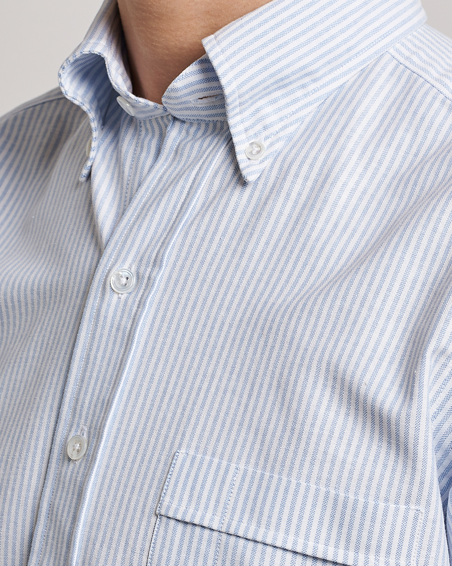 Herren | Hemden | Drake's | Striped Oxford Button Down Shirt Blue/White
