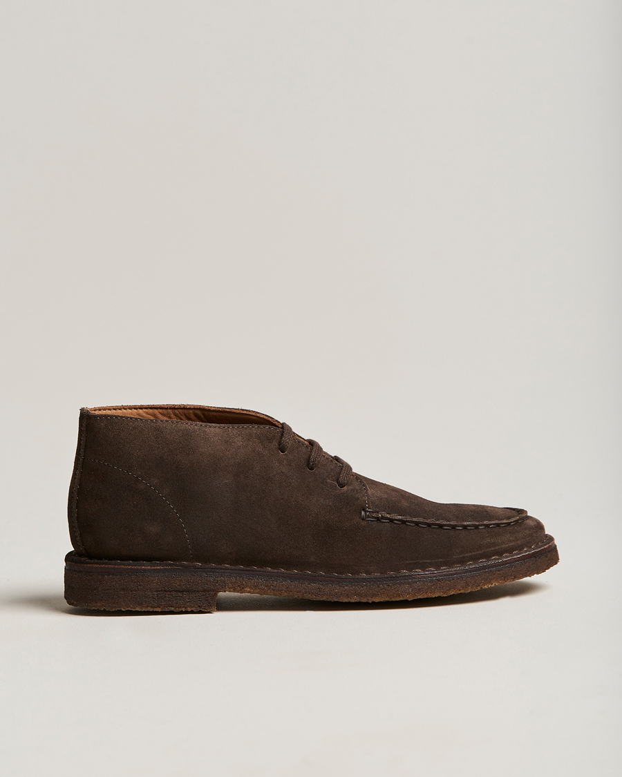 Herren | Boots | Drake's | Crosby Moc-Toe Suede Chukka Boots Dark Brown