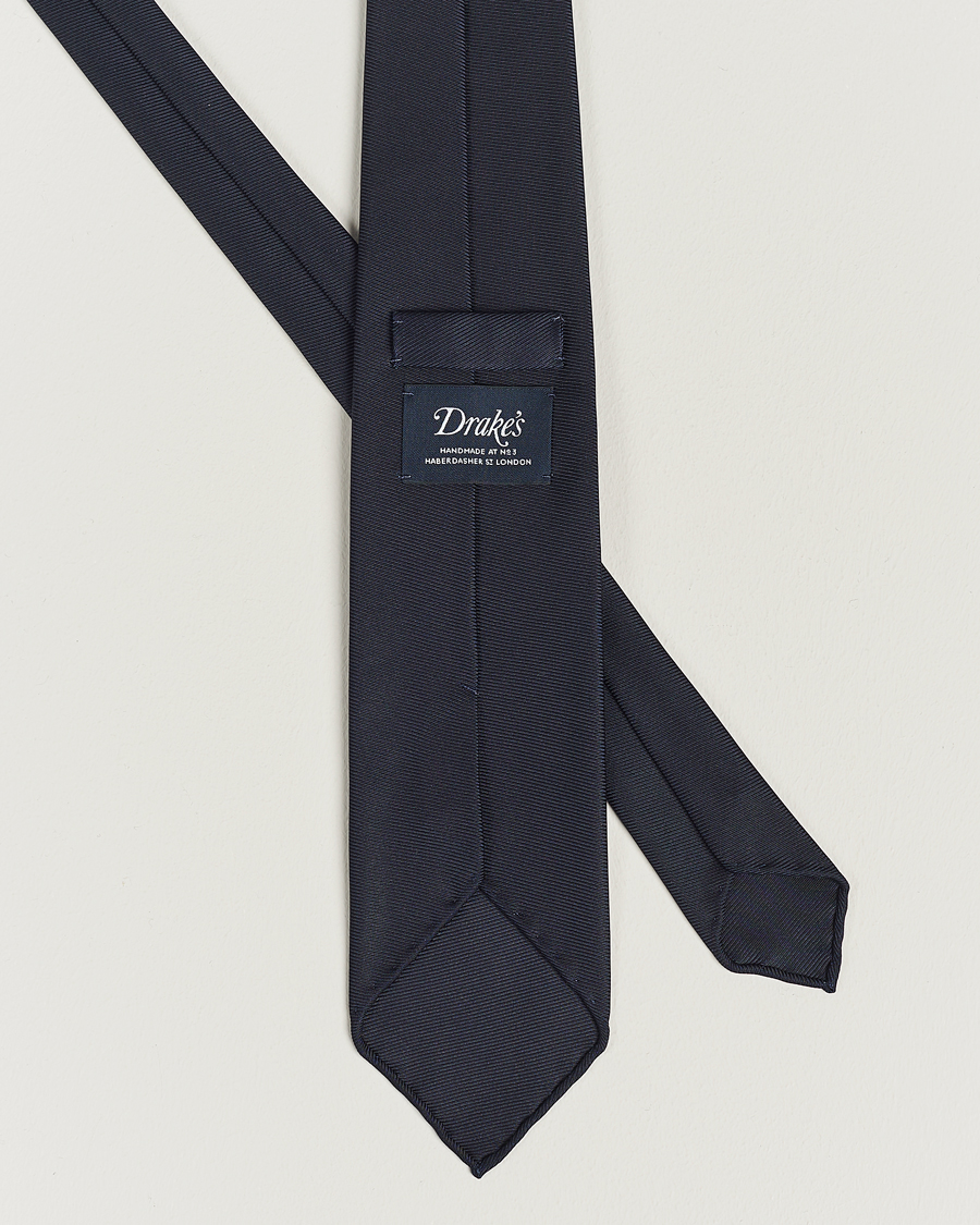 Herren | Preppy Authentic | Drake's | Handrolled Woven Silk 8 cm Tie Navy