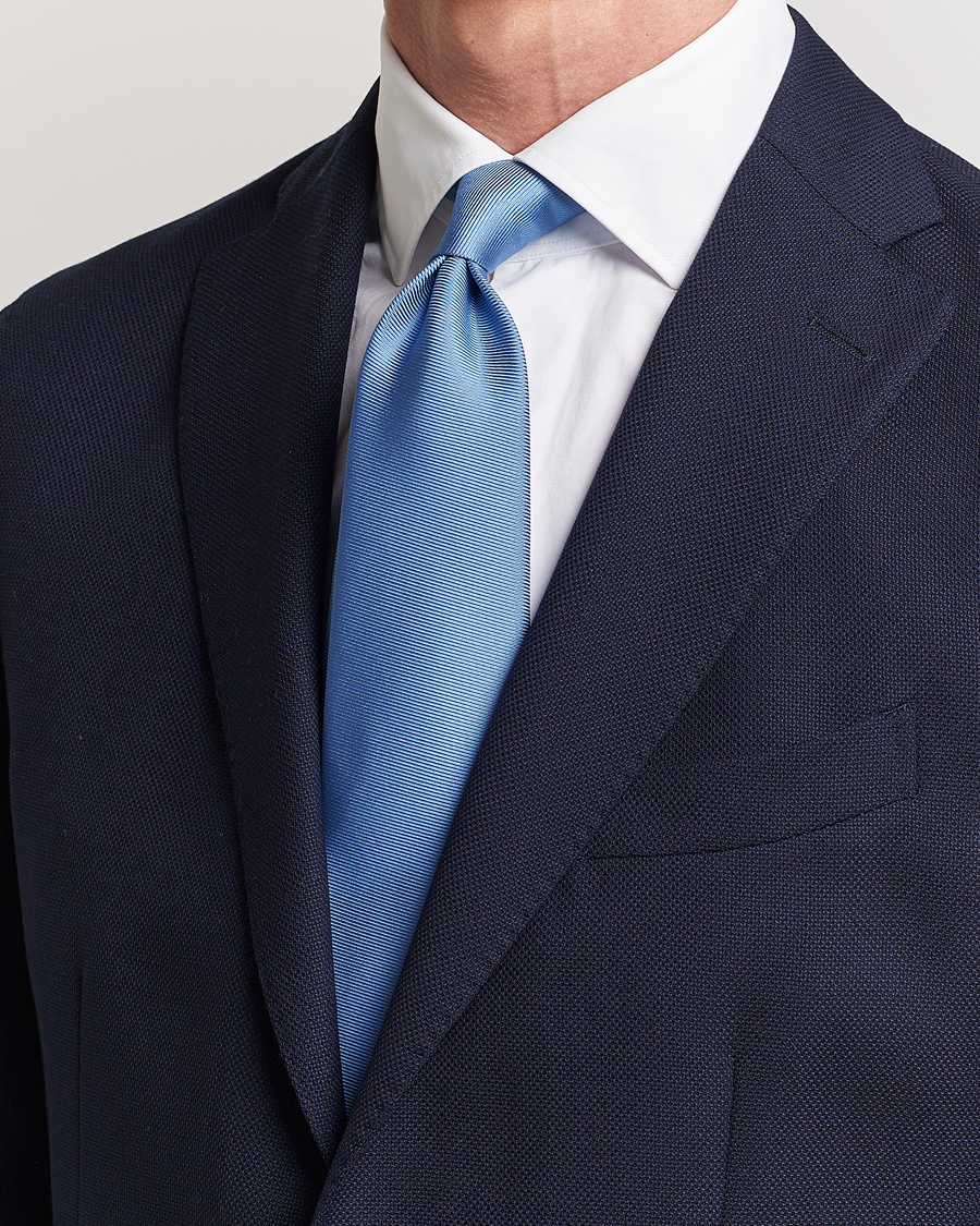 Herren | Festive | Drake's | Handrolled Woven Silk 8 cm Tie Blue