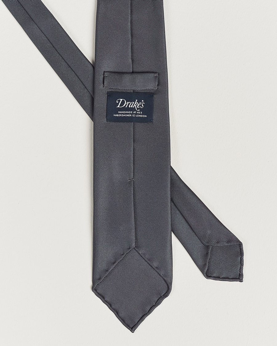 Herren | Krawatten | Drake's | Handrolled Woven Silk 8 cm Tie Grey