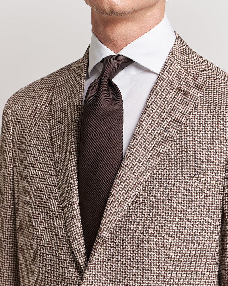 Herren | Best of British | Drake's | Handrolled Woven Silk 8 cm Tie Brown