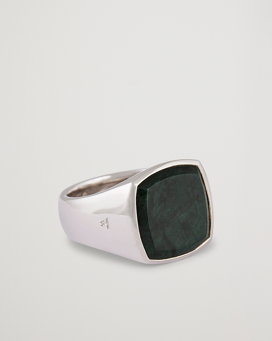 Herren | Schmuck | Tom Wood | Cushion Green Marble Ring Silver