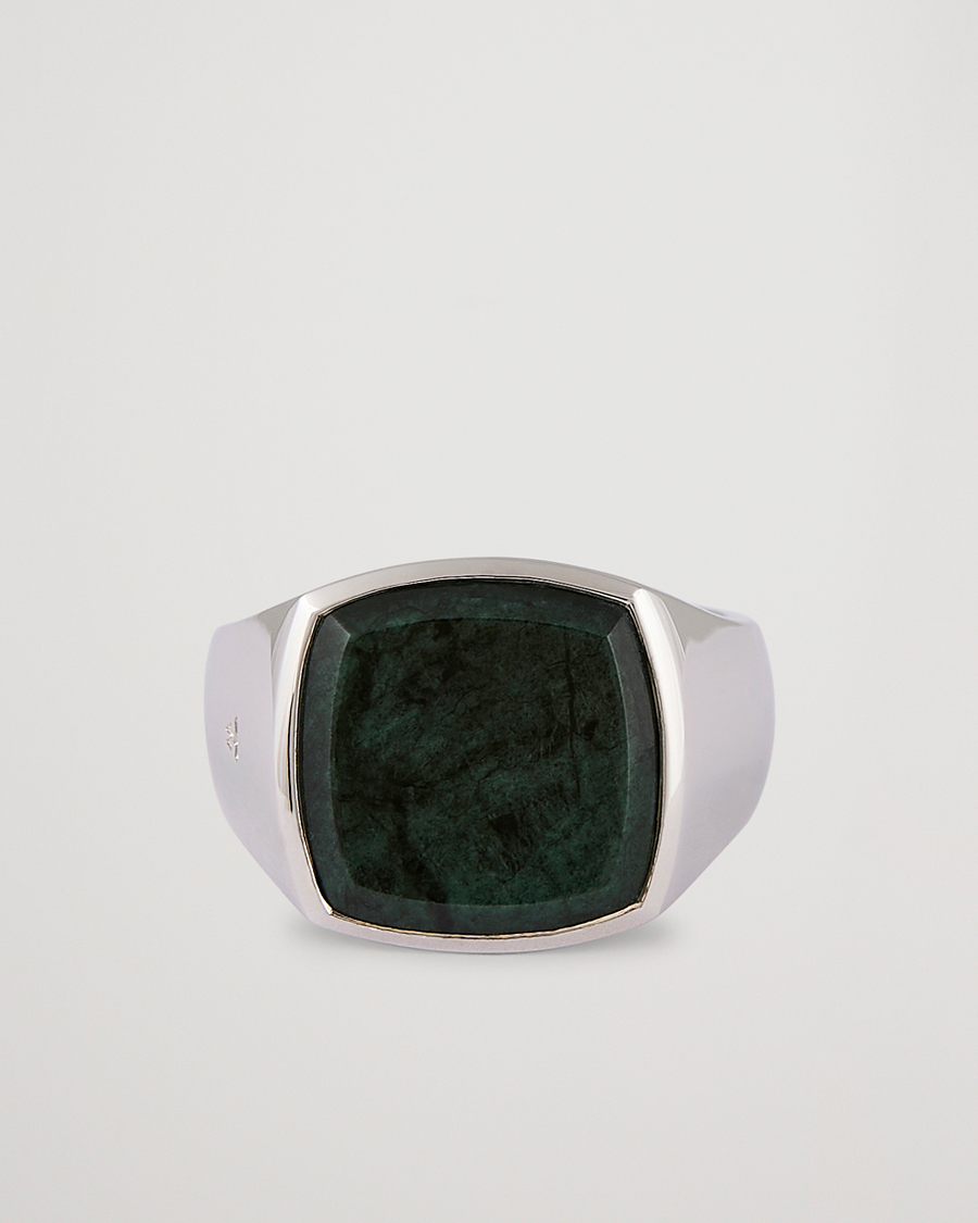 Herren | Schmuck | Tom Wood | Cushion Green Marble Ring Silver