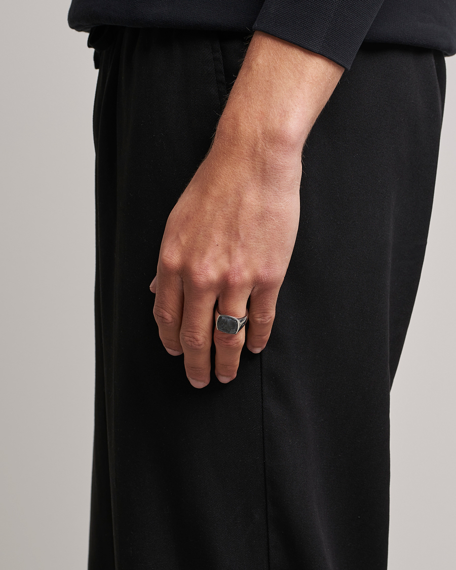 Herren | Schmuck | Tom Wood | Cushion Larvikite Ring Silver