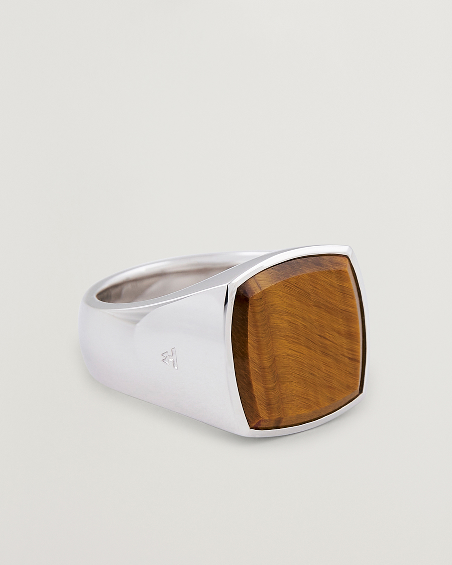 Herren | Tom Wood Cushion Tiger Eye Ring Silver | Tom Wood | Cushion Tiger Eye Ring Silver