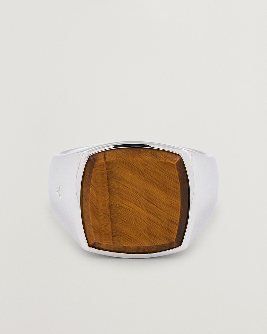 Herren | Tom Wood Cushion Tiger Eye Ring Silver | Tom Wood | Cushion Tiger Eye Ring Silver