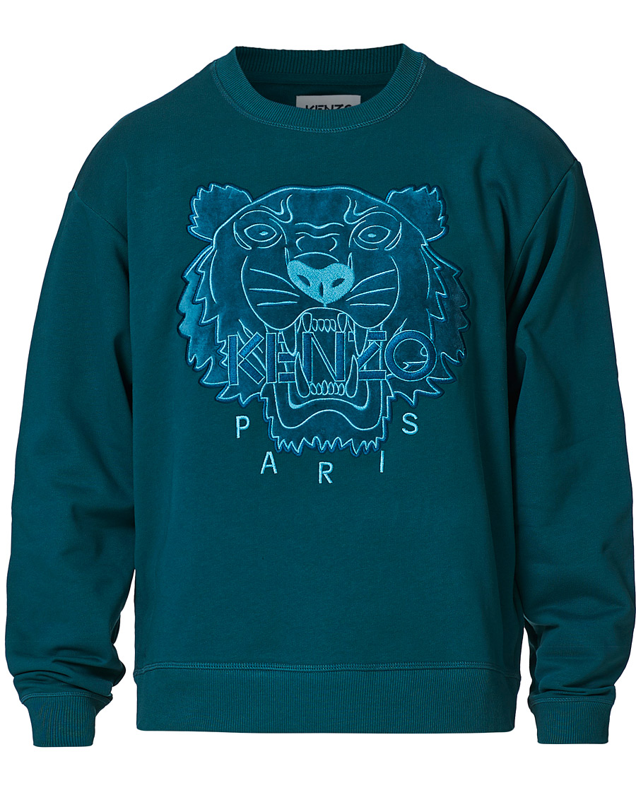 Herren | Pullover | KENZO | Velvet Tiger Head Crew Neck Sweatshirt Green