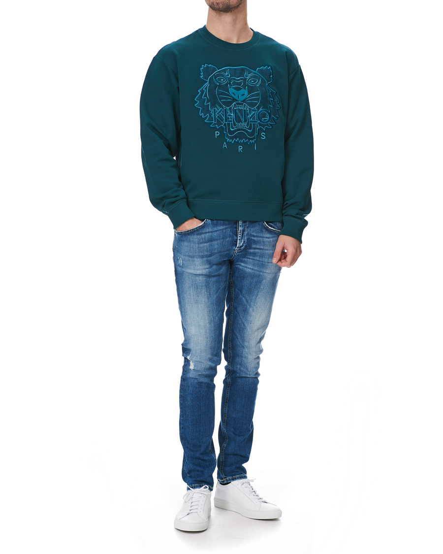 Herren | Pullover | KENZO | Velvet Tiger Head Crew Neck Sweatshirt Green