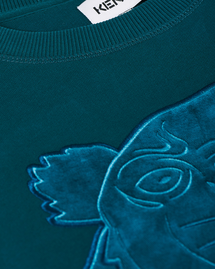 Herren | Pullover | KENZO | Velvet Tiger Head Crew Neck Sweatshirt Green