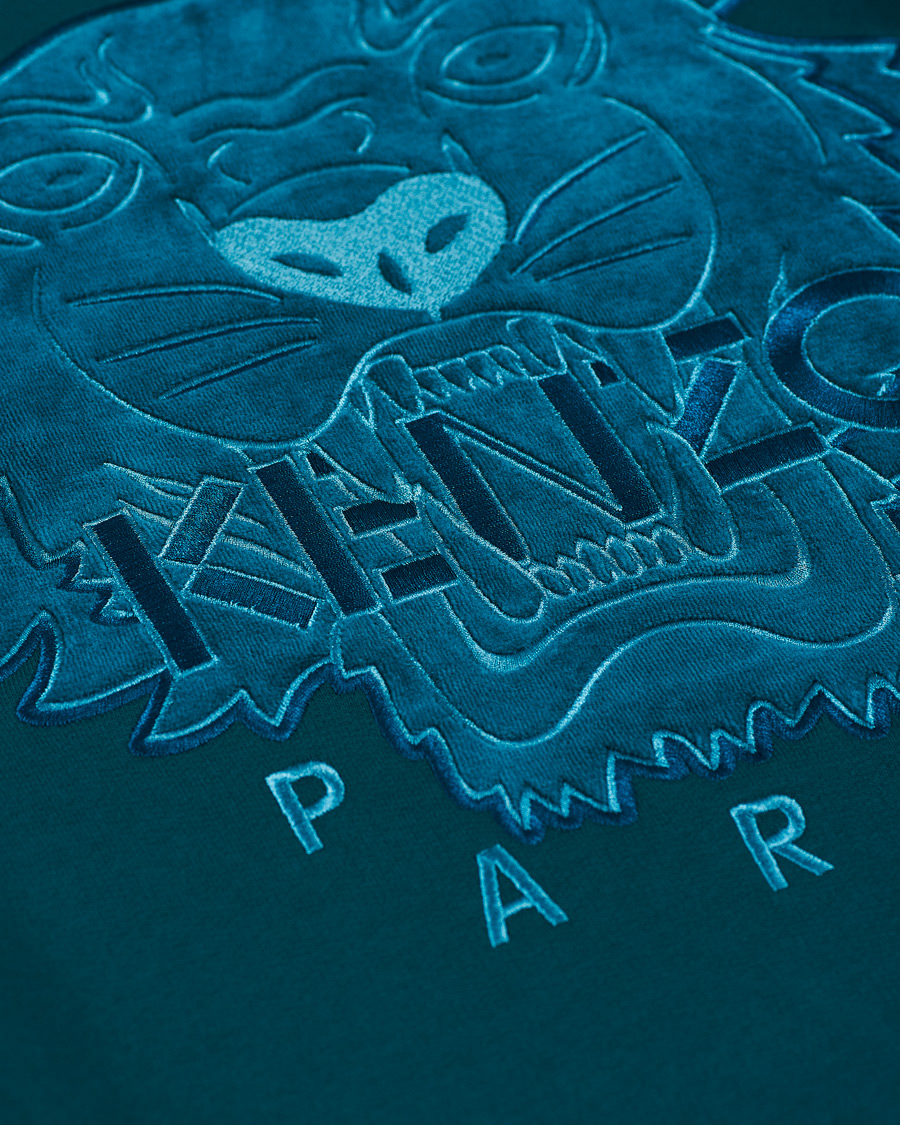 Herren | Pullover | KENZO | Velvet Tiger Head Crew Neck Sweatshirt Green