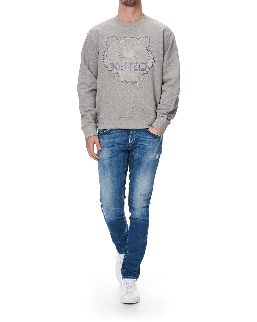 Herren | Pullover | KENZO | Velvet Tiger Head Crew Neck Sweatshirt Grey