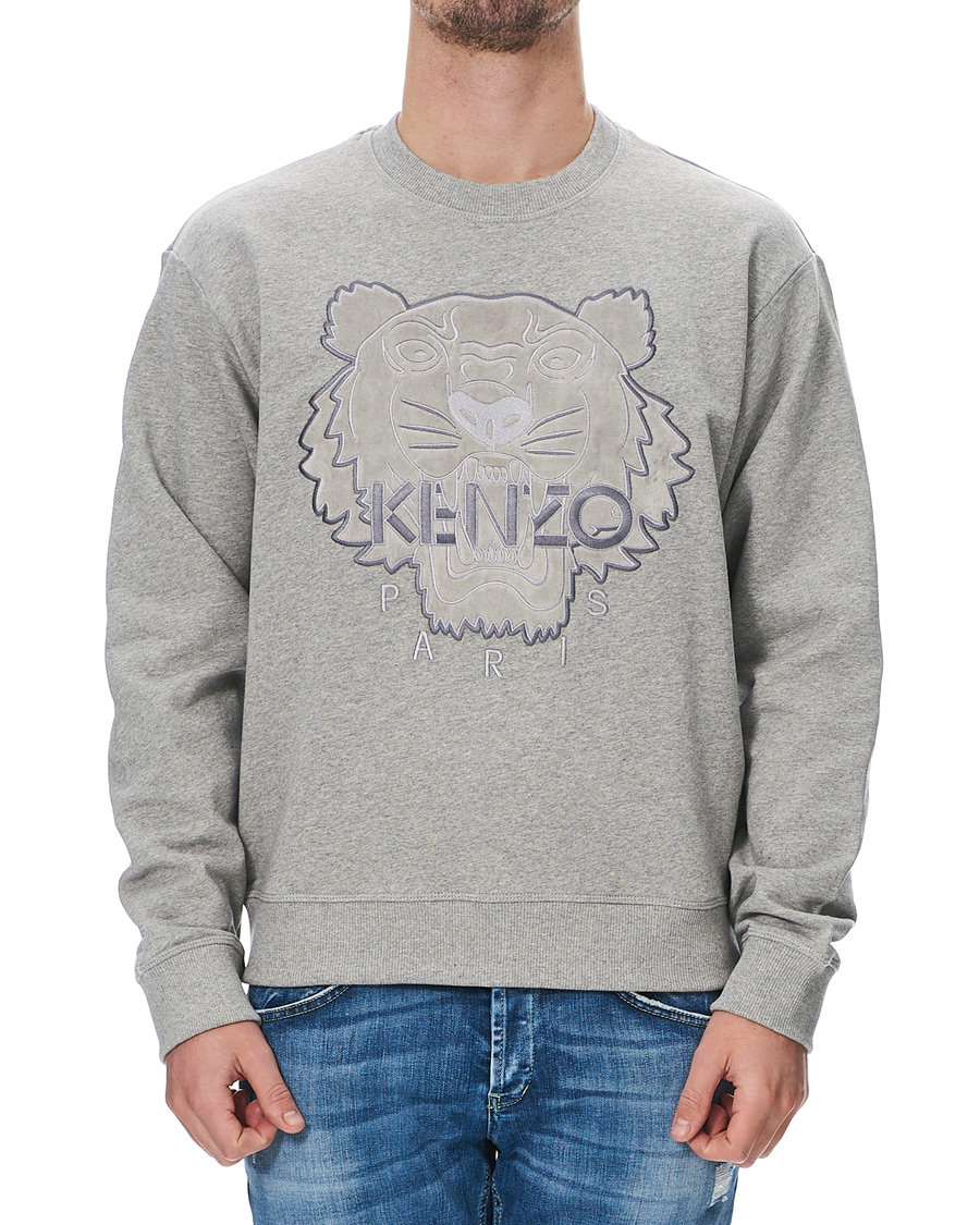 Herren | Pullover | KENZO | Velvet Tiger Head Crew Neck Sweatshirt Grey