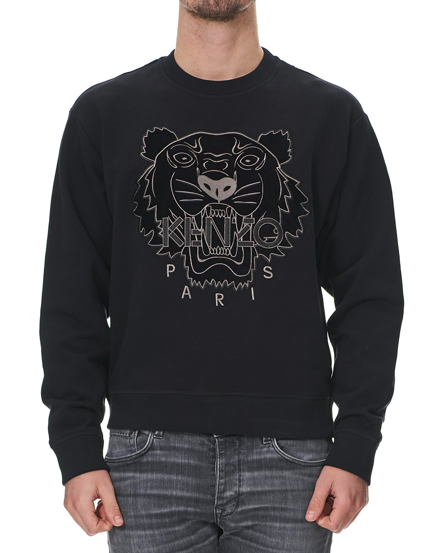 Herren | Pullover | KENZO | Velvet Tiger Head Crew Neck Sweatshirt Black