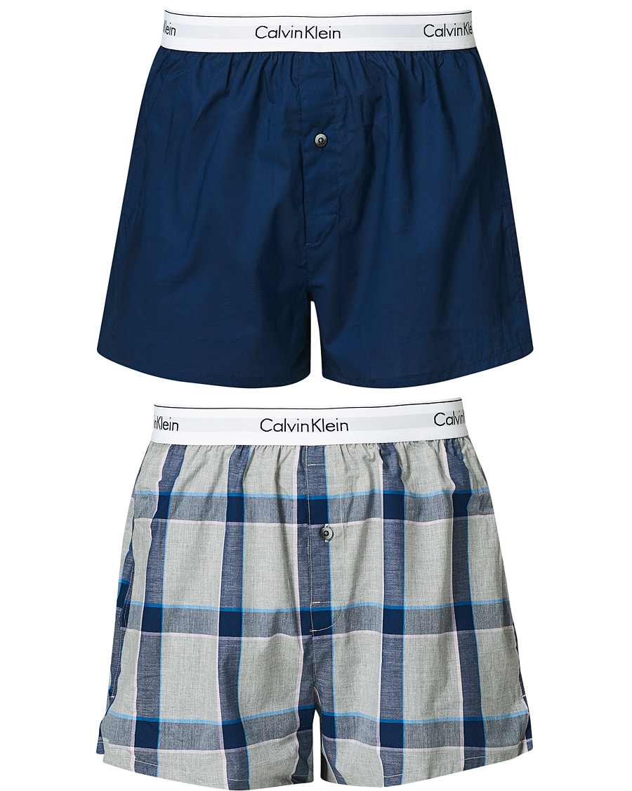 Herren | Unterwäsche | Calvin Klein | Modern Cotton Stretch Boxer 2-Pack Navy/Grey Heather