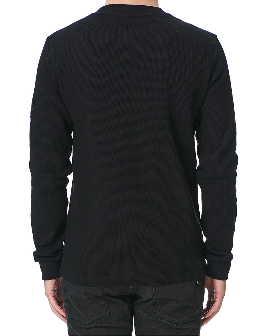 Herren | T-Shirts | Calvin Klein Jeans | Monogram Badge Waffle Long Sleeve Tee Black