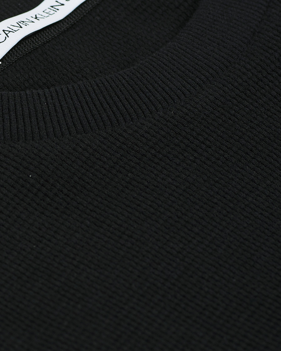 Herren | T-Shirts | Calvin Klein Jeans | Monogram Badge Waffle Long Sleeve Tee Black