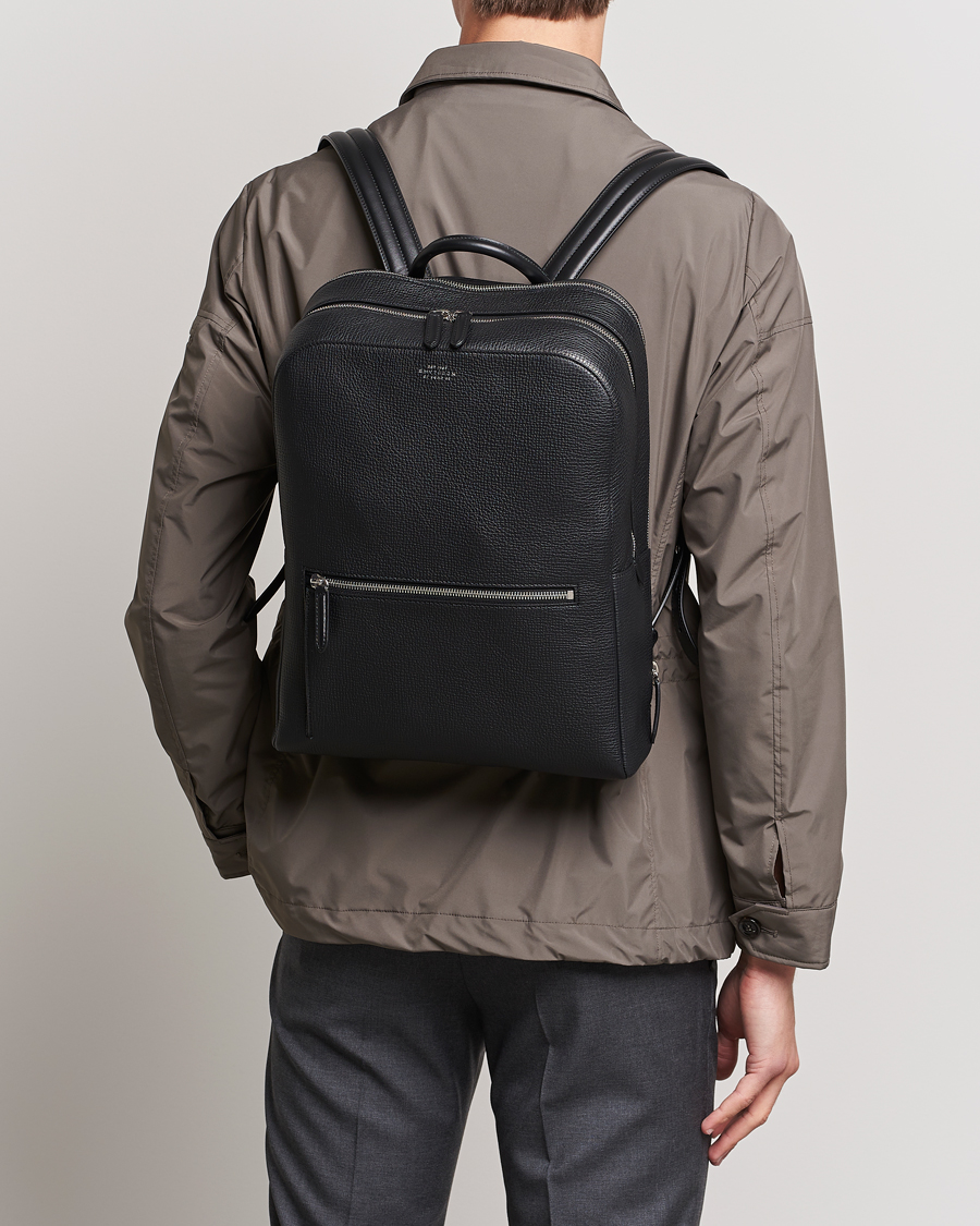 Men |  | Smythson | Ludlow Zip Around Backpack Black