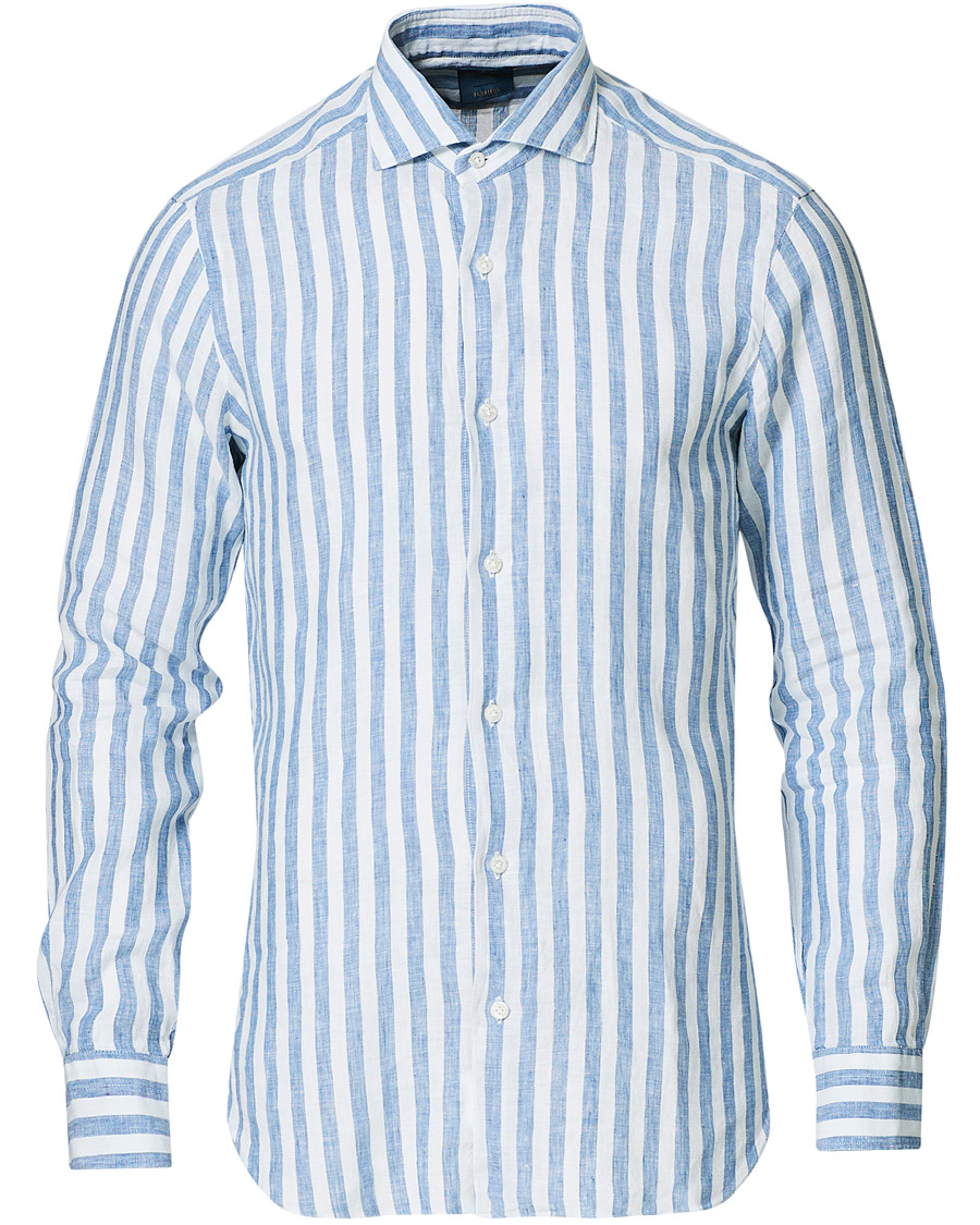 Herren | Hemden | Barba Napoli | Dandylife Slim Fit Striped Linen Shirt Blue