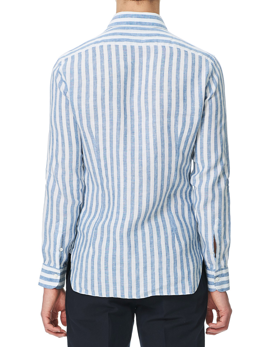Herren | Hemden | Barba Napoli | Dandylife Slim Fit Striped Linen Shirt Blue