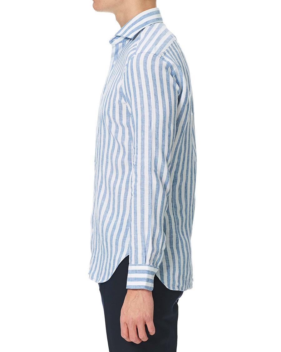 Herren | Hemden | Barba Napoli | Dandylife Slim Fit Striped Linen Shirt Blue
