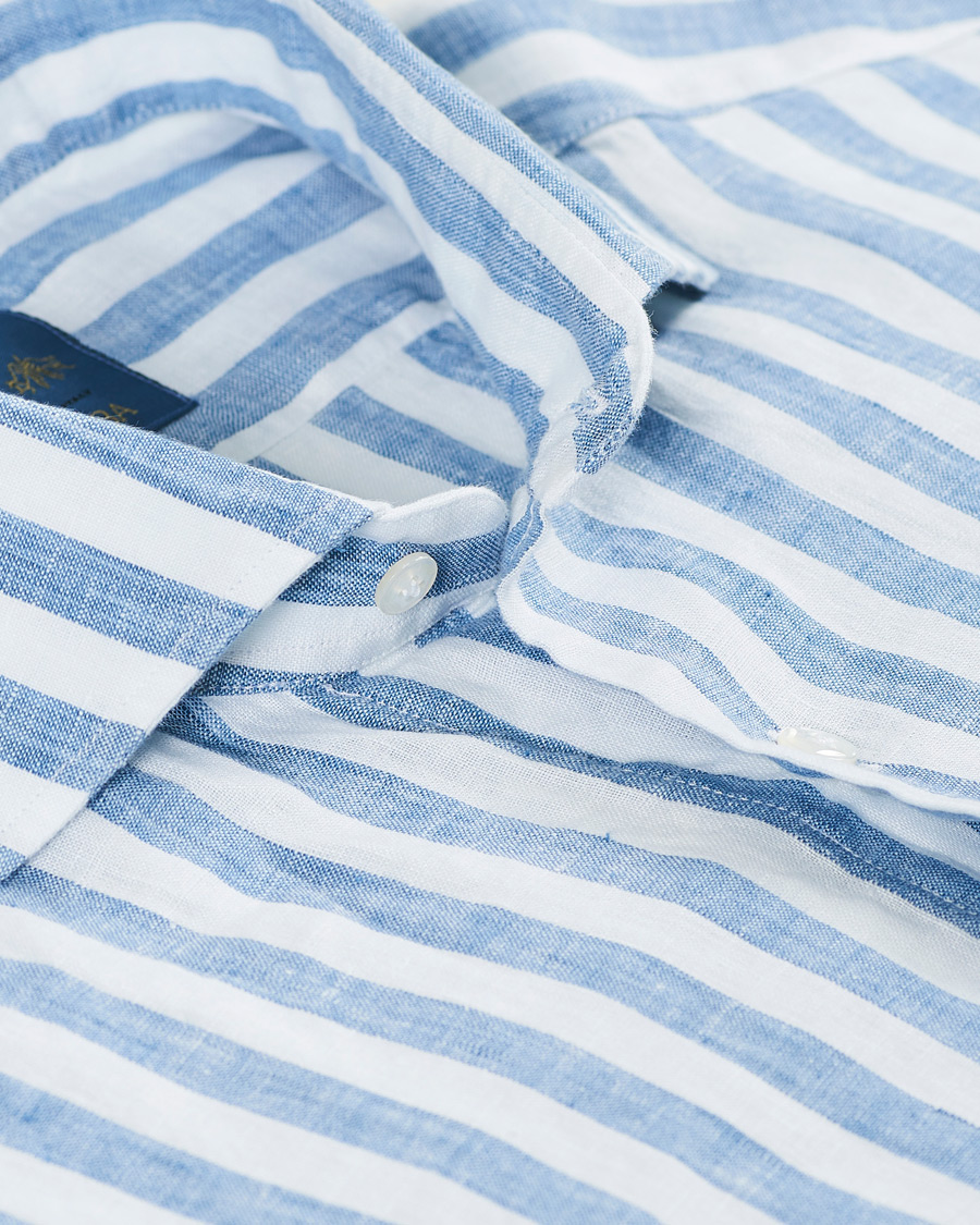 Herren | Hemden | Barba Napoli | Dandylife Slim Fit Striped Linen Shirt Blue
