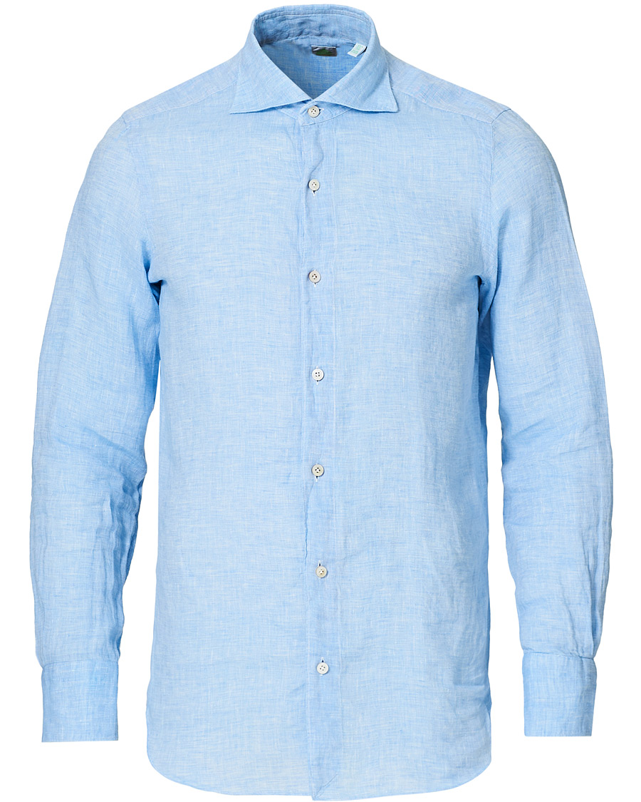 Herren | Hemden | Finamore Napoli | Tokyo Washed Linen Shirt Light Blue