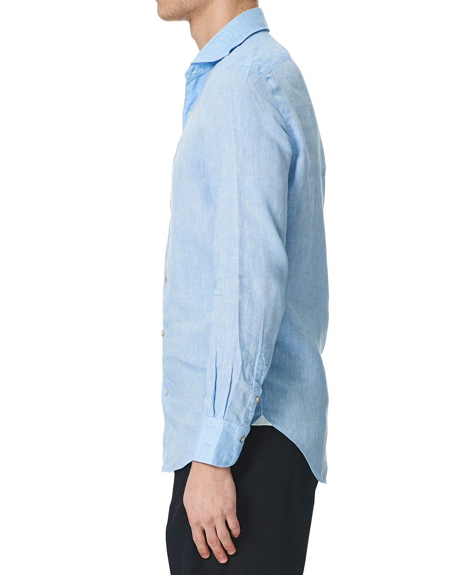 Herren | Hemden | Finamore Napoli | Tokyo Washed Linen Shirt Light Blue