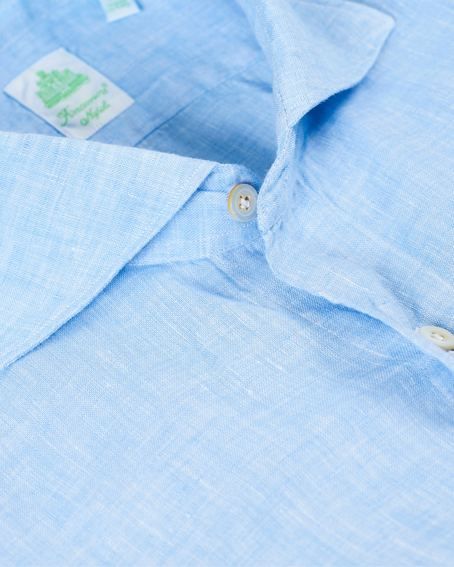 Herren | Hemden | Finamore Napoli | Tokyo Washed Linen Shirt Light Blue