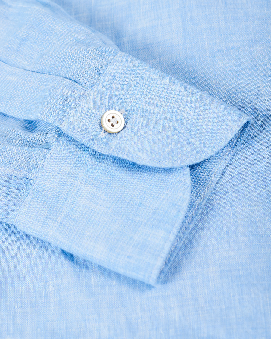 Herren | Hemden | Finamore Napoli | Tokyo Washed Linen Shirt Light Blue