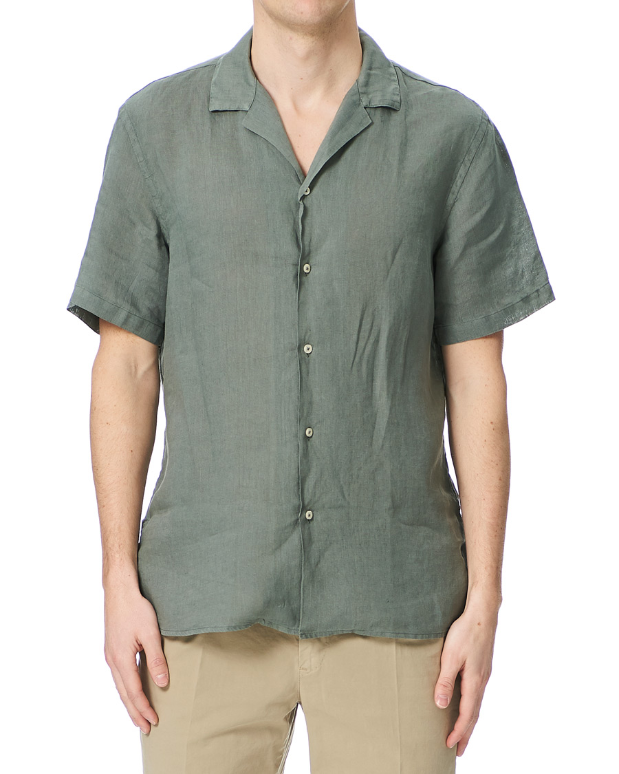 Herren | Hemden | Altea | Linen Camp Collar Shirt Olive