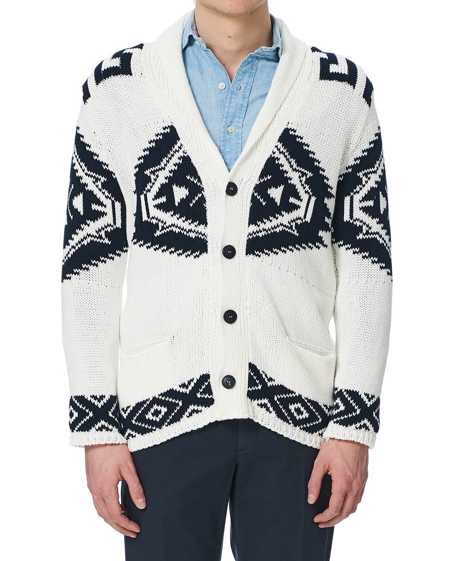 Herren | Pullover | Altea | Azteco Shawl Collar Cardigan Optic White