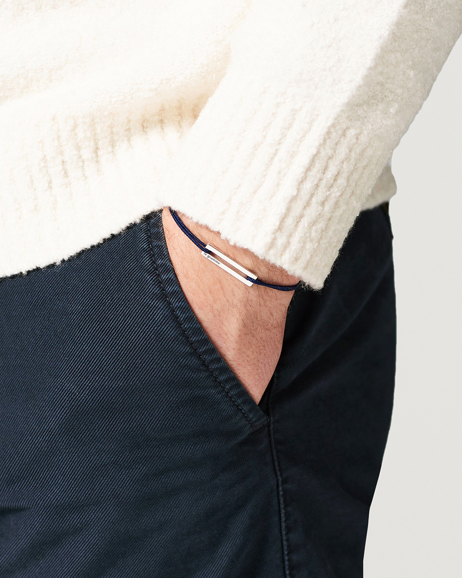 Herr |  | LE GRAMME | Cord Bracelet Le 17/10 Navy/Sterling Silver