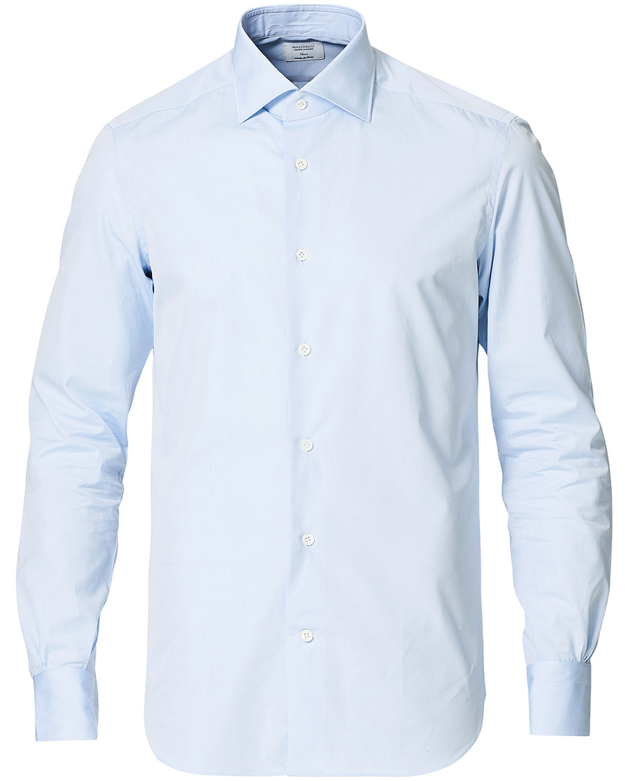 Herren | Hemden | Mazzarelli | Soft Cotton Cut Away Shirt Light Blue