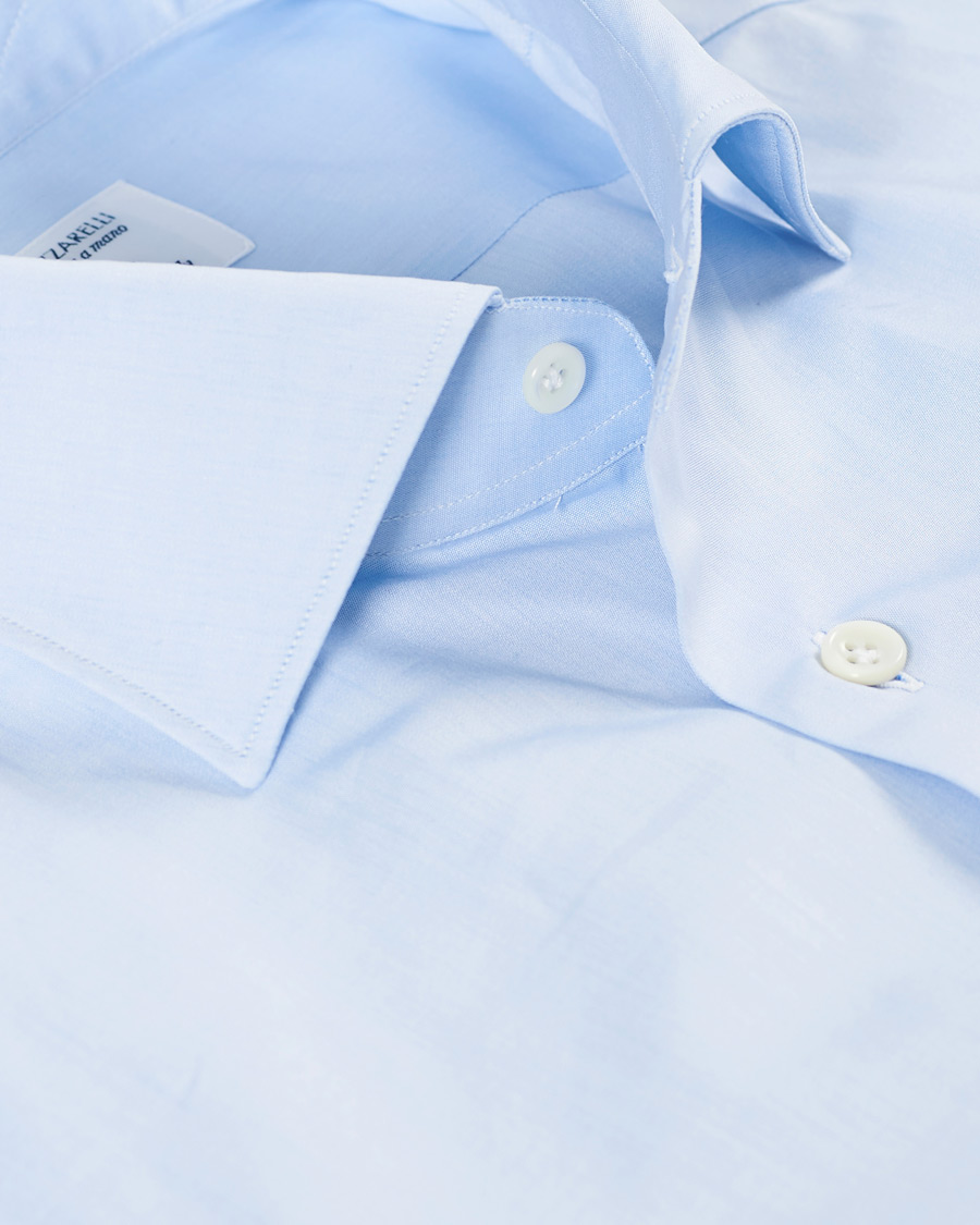 Herren | Hemden | Mazzarelli | Soft Cotton Cut Away Shirt Light Blue