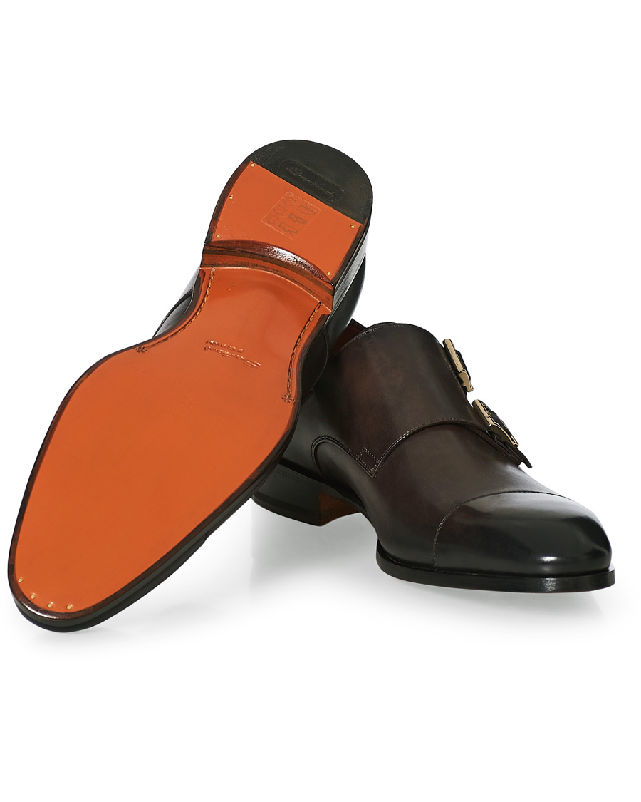 Herren | Santoni Blake Double Monk Dark Brown Calf | Santoni | Blake Double Monk Dark Brown Calf