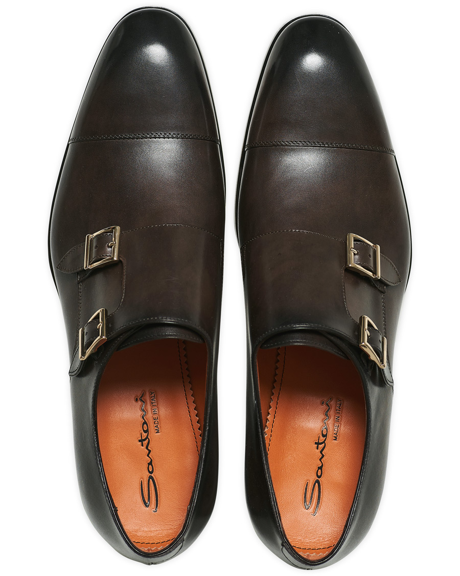 Herren | Santoni Blake Double Monk Dark Brown Calf | Santoni | Blake Double Monk Dark Brown Calf