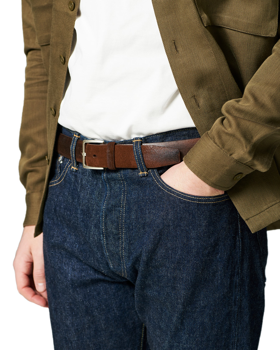 Herren | Orciani Suede Nit Belt 3,5 cm Brown | Orciani | Suede Nit Belt 3,5 cm Brown