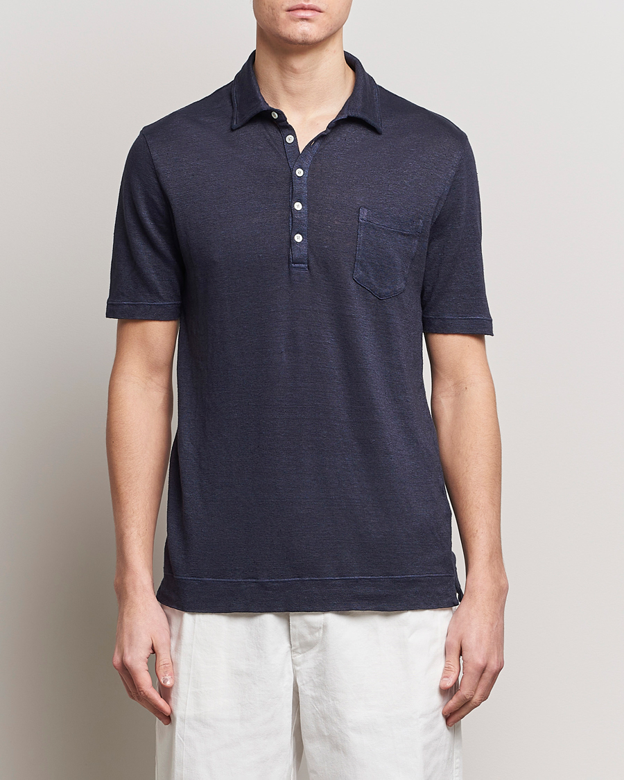 Herren | Massimo Alba | Massimo Alba | Wembley Linen Polo Navy