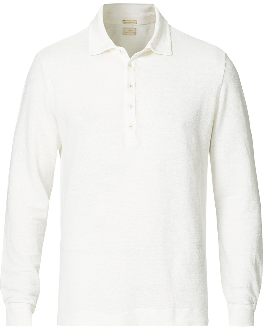 Herren | Pullover | Massimo Alba | Raya Linen Piquet Long Sleeve Polo White