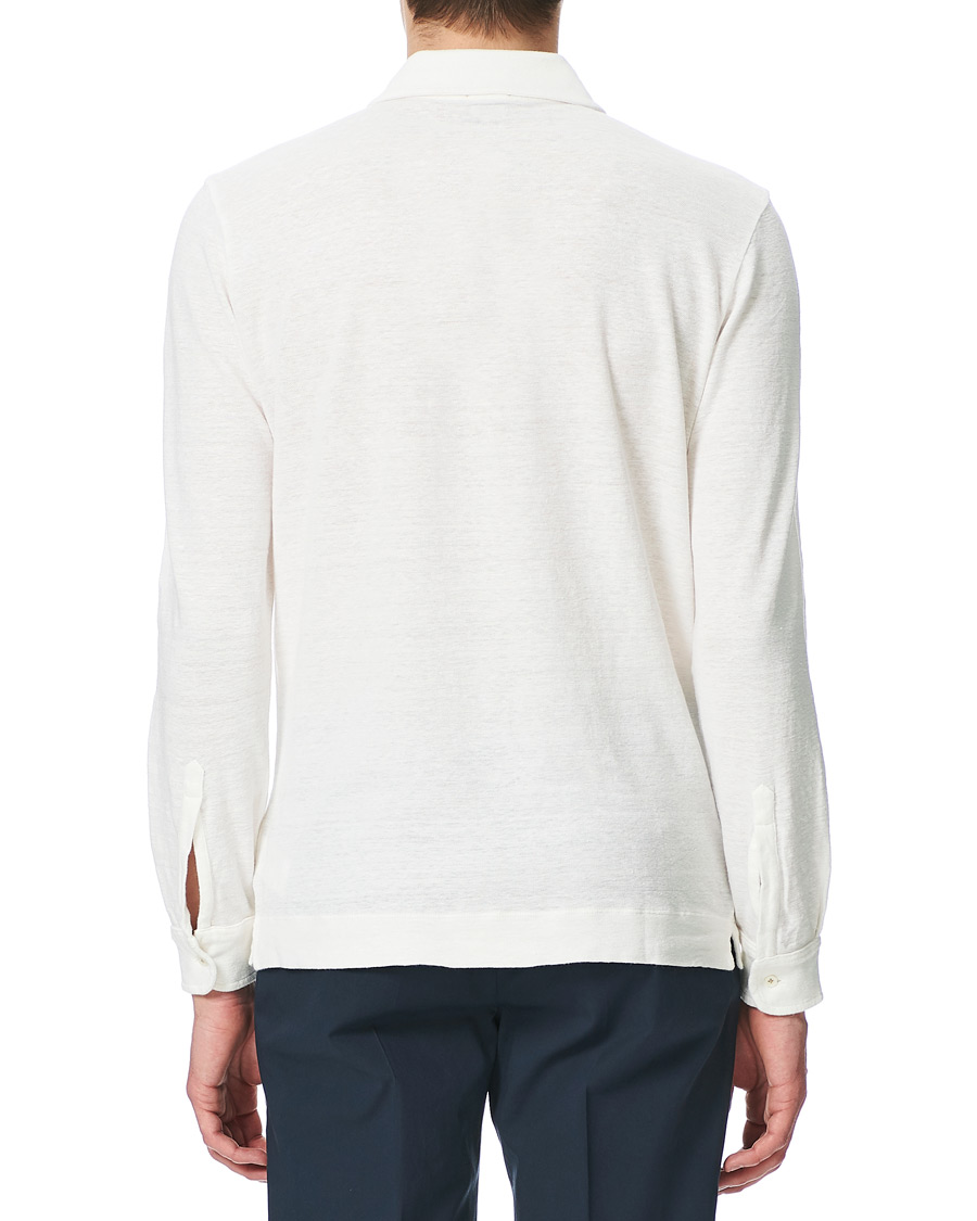 Herren | Pullover | Massimo Alba | Raya Linen Piquet Long Sleeve Polo White