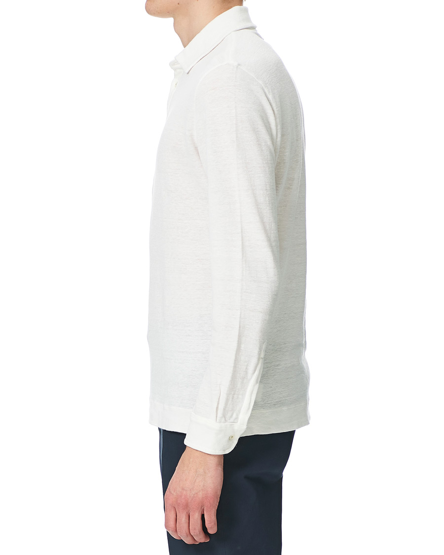 Herren | Pullover | Massimo Alba | Raya Linen Piquet Long Sleeve Polo White