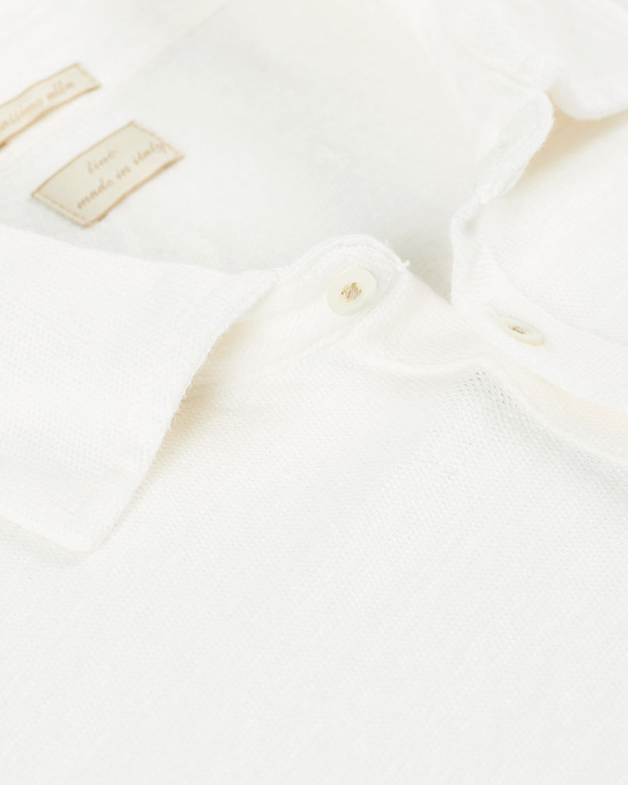 Herren | Pullover | Massimo Alba | Raya Linen Piquet Long Sleeve Polo White