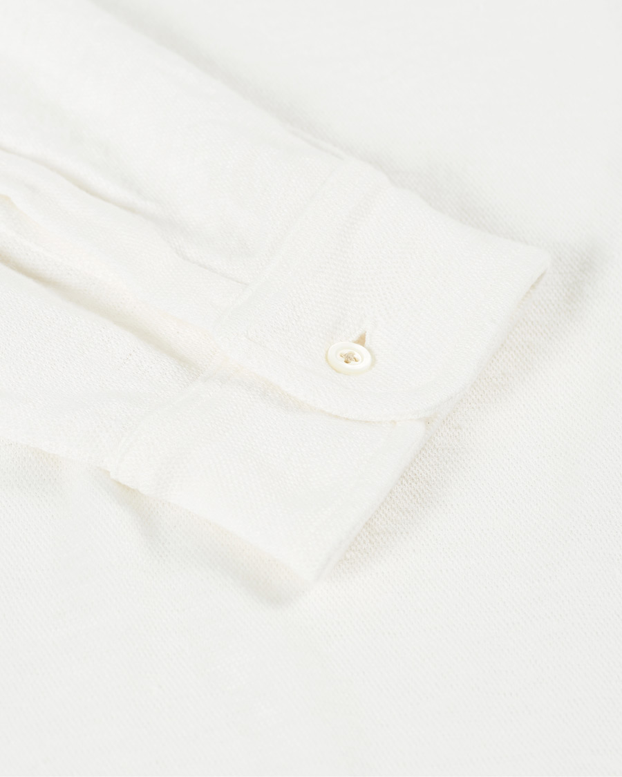 Herren | Pullover | Massimo Alba | Raya Linen Piquet Long Sleeve Polo White