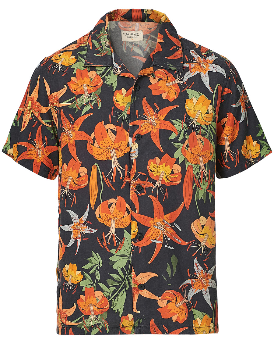 Herren | Hemden | Nudie Jeans | Arvid Short Sleeve Shirt Lilies Black