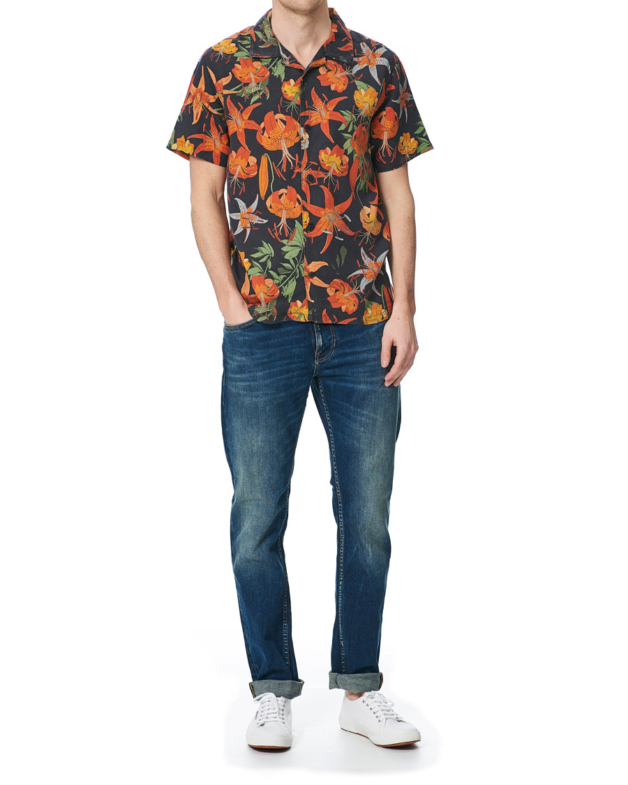 Herren | Hemden | Nudie Jeans | Arvid Short Sleeve Shirt Lilies Black