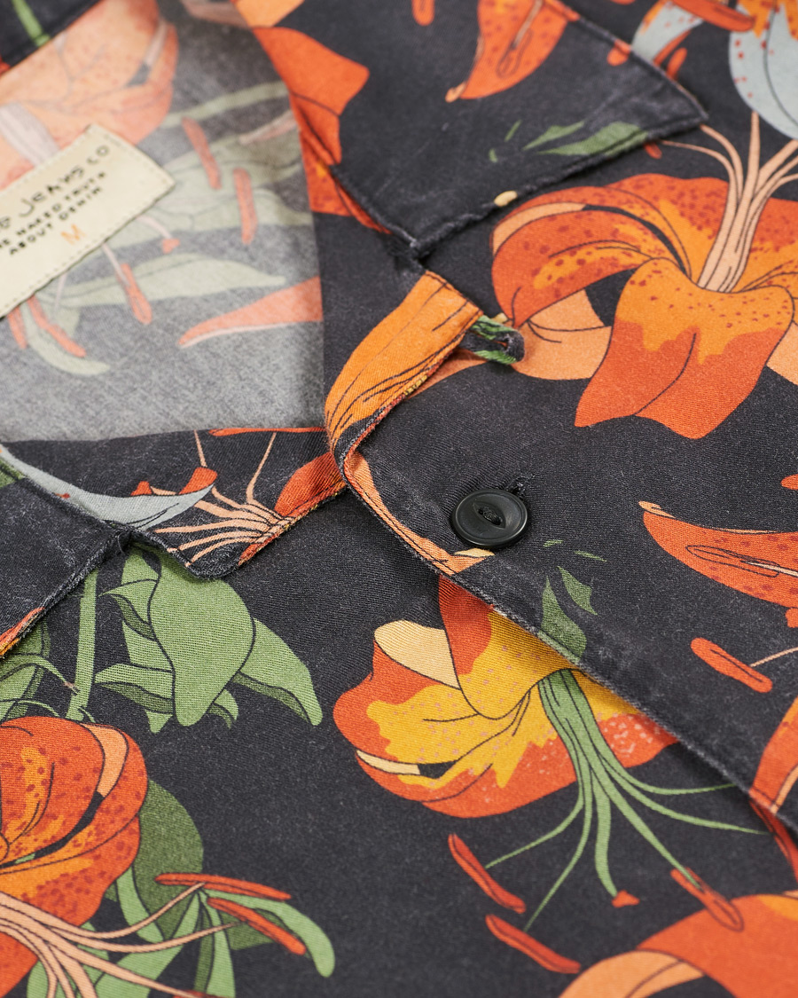 Herren | Hemden | Nudie Jeans | Arvid Short Sleeve Shirt Lilies Black